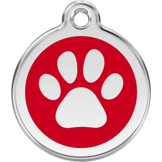 Red Dingo Personalized Paw Print Pet ID Dog Tag (Small Red)