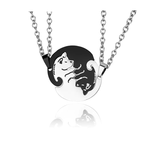 Couples Necklace for Women Men Stainless Steel Matching Dog Puppy Siberian Husky Necklace BFF Best Friends Necklace Jewelry